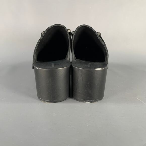 GIVENCHY Size 9 Black Silver Leather Studded Clog Sandals - Picture 3 of 7